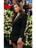 2025 Met Gala Hailey Bieber Double Breasted Black Blazer