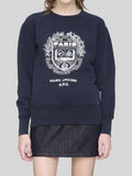 A.P.C. x Marc Jacobs. The Shrunken Paris Sweatshirt Blue