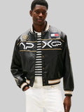 APXGP Tommy Hilfiger Leather Varsity Jacket Black