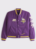 Abercrombie Minnesota Vikings Varsity Bomber Jacket Purple