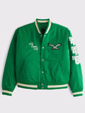 Abercrombie Philadelphia Eagles Varsity Bomber Jacket Green