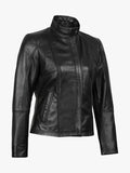 Acerra Black Leather Cafe Racer Biker Jacket