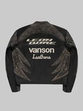 Aime Leon Dore x Vanson Distressed Leather Moto Jacket Black