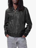 Allsaints Black Leather Gen Jacket Mens