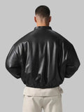 Alo Faux Leather Bomber Jacket Black
