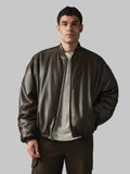 Alo Faux Leather Premier Bomber Jacket Brown