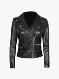Amber Women Asymmetrical Black Leather Biker Jacket