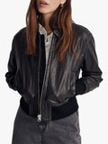 Amrika Leather Valiant Black Washed Leather Bomber Jacket