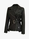 Asymmetrical Black Leather Jacket Womens