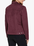 Asymmetrical Zip Burgundy Suede Leather Biker Moto Jacket