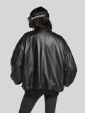 Balenciaga Lamborghini Oversized Bomber Leather Jacket Black