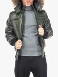 Boston Olive Green Down Jacket With Hood