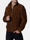 Brown Vintage Suede Leather Trucker Bomber Jacket