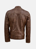 Brown Leather Waxed Jacket