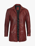 Burgundy Lambskin Leather Car Coat