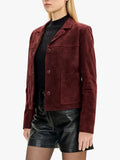 Burgundy Lambskin Leather Short Jacket