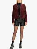 Burgundy Lambskin Leather Suede Jacket