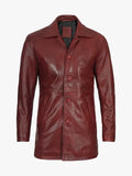 Burgundy Real Lambskin Leather Car Coat