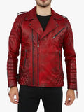 Burke Distressed Red Motorcycle Leather Jacket Front