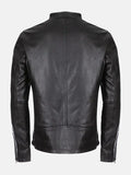 Burton Mandarin Collar Style Black Leather Jacket