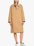 Camel Trench coat with rhinestone collar