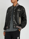 Club Amiri Black Leather Varsity Jacket