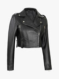 Colleen Cropped Leather Biker Jacket