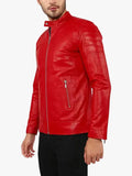 Declan Red Racer Leather Jacket Mens