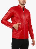 Declan Red Racer Leather Jacket Side