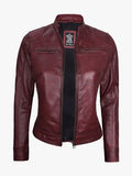 Dodge Women's Burgundy Leather Jacket