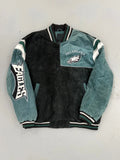 EVI11 Twin Philadelphia Eagles Vintage Suede Bomber Jacket