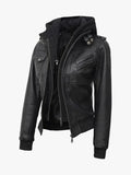 Edinburgh Women Bomber Black Leather Jacket