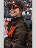 Emma Stone Padres Starter Varsity Jacket Brown