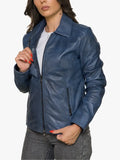 Eva Blue Lambskin Leather Jacket – Women's Edition