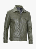 Fernando Mens Olive Green Real Trucker Leather Jacket