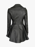 Gonzalez Women's Black Asymmetrical Peplum Leather Jacket