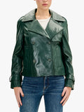Green Double Breasted Short Trench Jacket