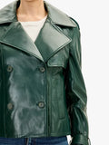 Green Short Double Breasted Trench Jacket