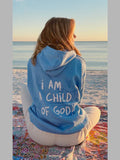 I Am A Child Of God Blue Oversized Unisex Hoodie