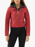 Inferno Whirl Men’s Distressed Red Leather Biker Jacket