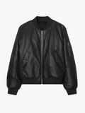 John Elliott Black Leather Andes Bomber Jacket