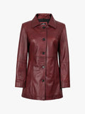 Kandis Women's Burgundy Leather Car Coat