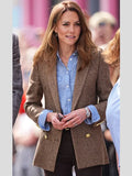 Kate Middleton Brown Herringbone Double Breasted Blazer