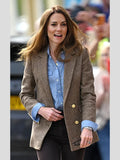 Kate Middleton Herringbone Wool Blazer Brown