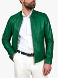 Leather Biker Green Jacket