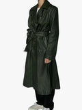 Leather 70s Dark Green Trench Coat