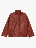 Leather Cargo Pocket Bomber Jacket
