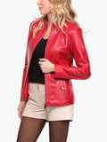 Leather jacket Woman Red Lakes