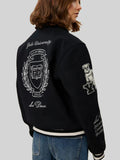 Les Deux Yale University Wool Varsity Jacket Black