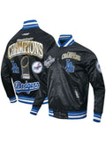 Los Angeles Dodgers 2025 World Series Champions Commemorative Pro Satin YD RIB Jacket Black